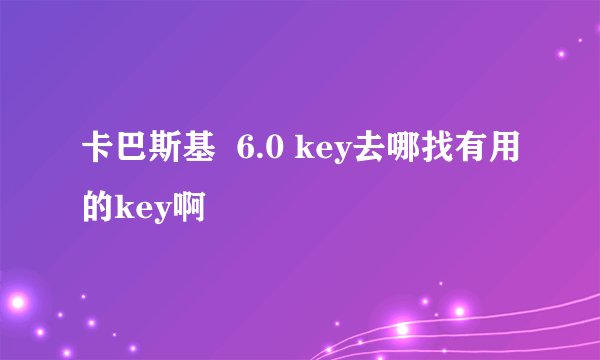 卡巴斯基  6.0 key去哪找有用的key啊