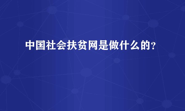 中国社会扶贫网是做什么的？