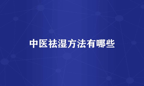 中医祛湿方法有哪些