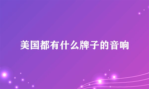 美国都有什么牌子的音响