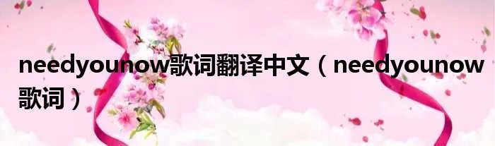 needyounow歌词翻译中文（needyounow歌词）