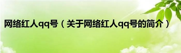 网络红人qq号（关于网络红人qq号的简介）