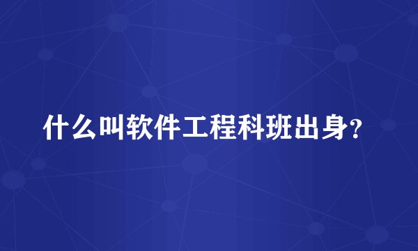 什么叫软件工程科班出身？