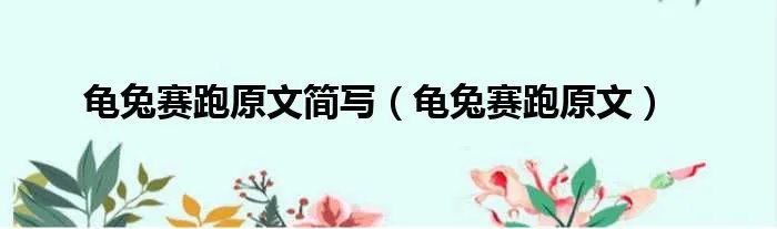 龟兔赛跑原文简写（龟兔赛跑原文）