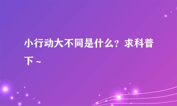 小行动大不同是什么？求科普下～