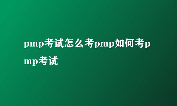 pmp考试怎么考pmp如何考pmp考试