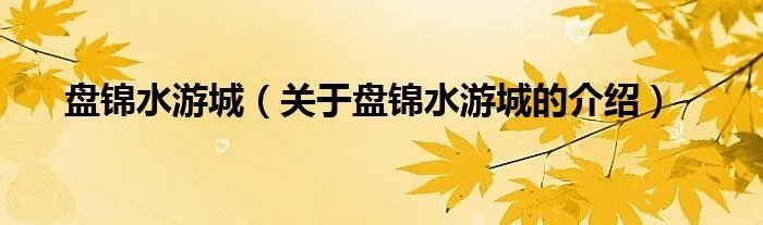盘锦水游城（关于盘锦水游城的介绍）