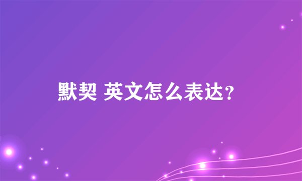 默契 英文怎么表达？