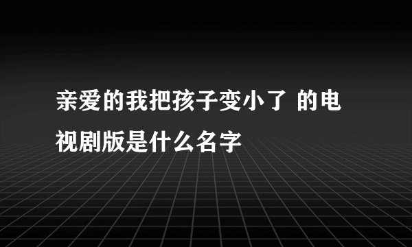 亲爱的我把孩子变小了 的电视剧版是什么名字
