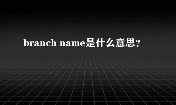 branch name是什么意思？