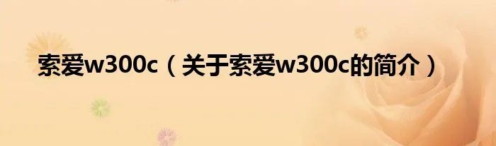 索爱w300c（关于索爱w300c的简介）