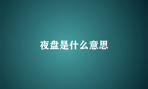 夜盘是什么意思