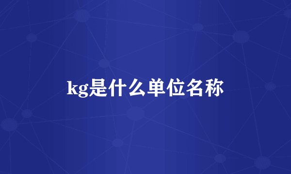 kg是什么单位名称