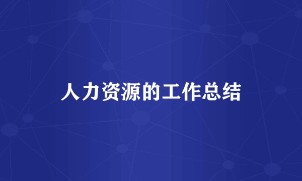 人力资源的工作总结