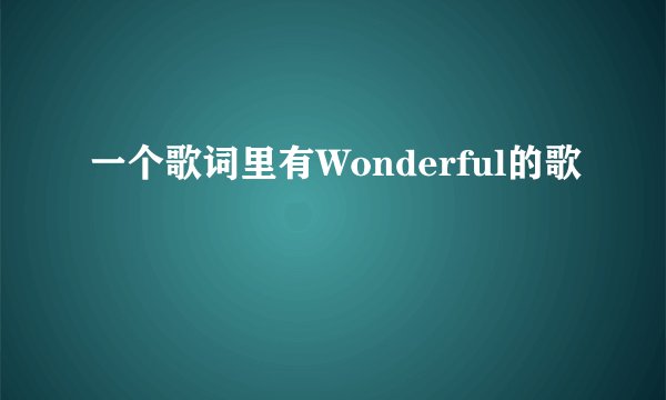 一个歌词里有Wonderful的歌