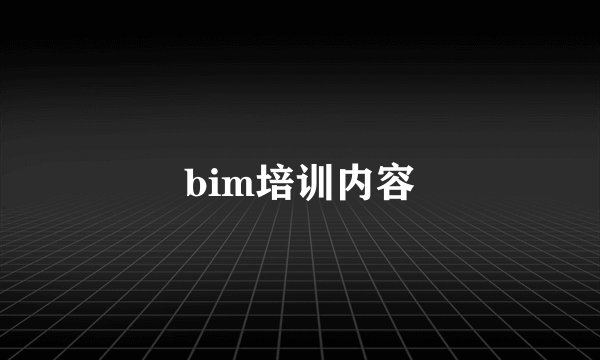 bim培训内容