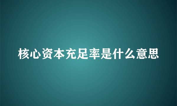 核心资本充足率是什么意思