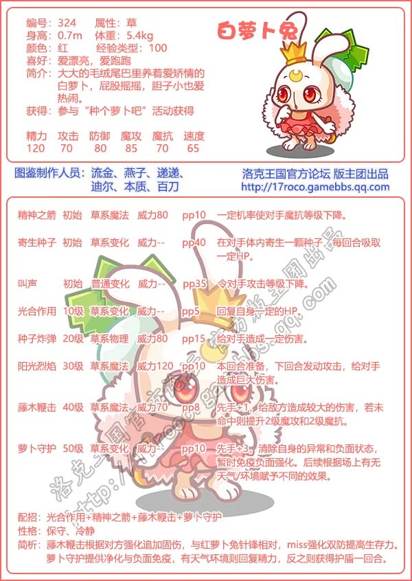 《洛克王国》白萝卜兔技能表图鉴