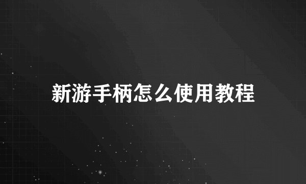 新游手柄怎么使用教程
