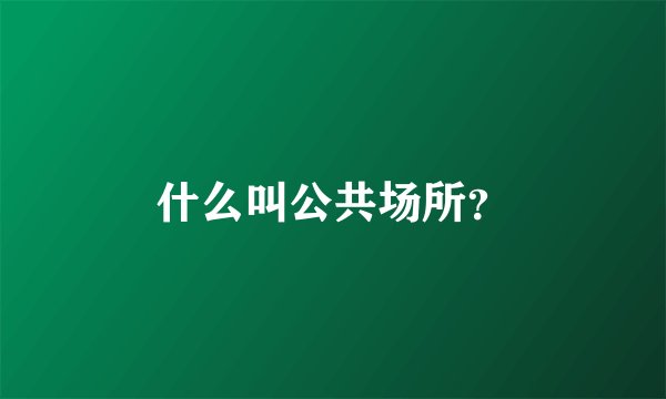 什么叫公共场所？