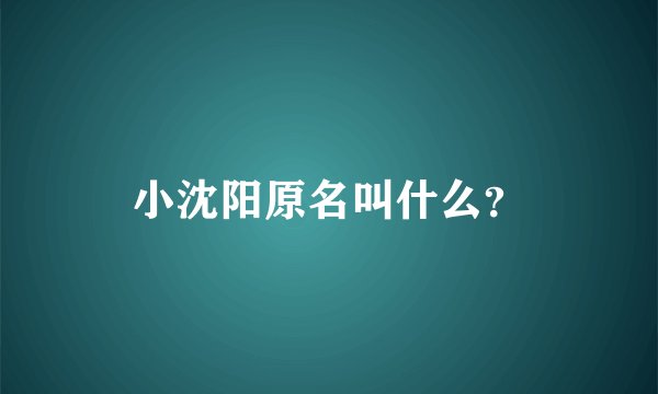 小沈阳原名叫什么？