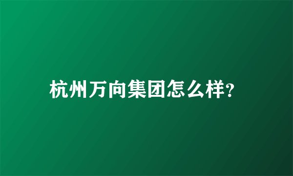杭州万向集团怎么样？