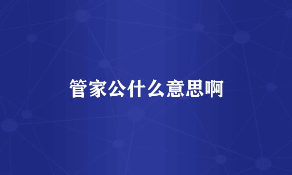 管家公什么意思啊