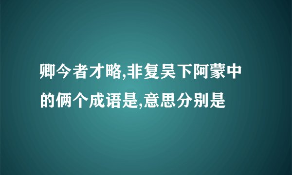 卿今者才略,非复吴下阿蒙中的俩个成语是,意思分别是