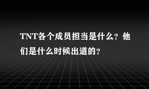 TNT各个成员担当是什么？他们是什么时候出道的？