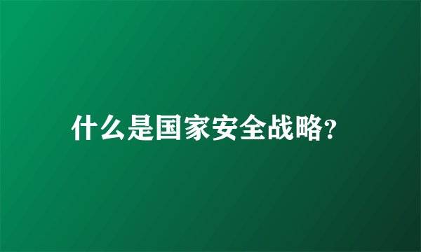 什么是国家安全战略？