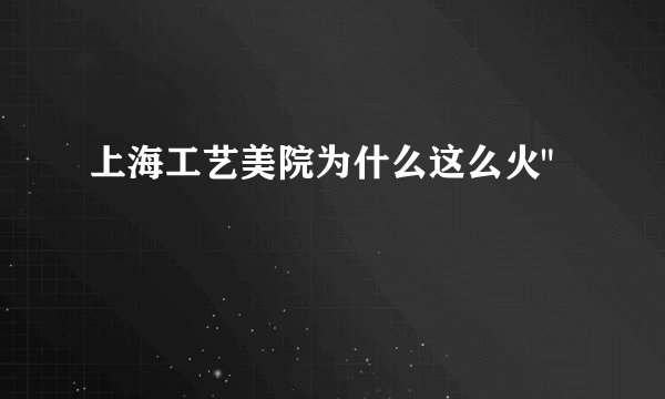 上海工艺美院为什么这么火