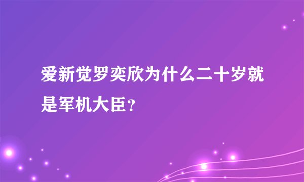 爱新觉罗奕欣为什么二十岁就是军机大臣？