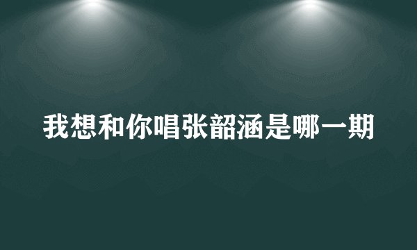 我想和你唱张韶涵是哪一期