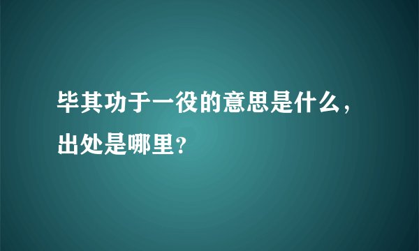 毕其功于一役的意思是什么，出处是哪里？