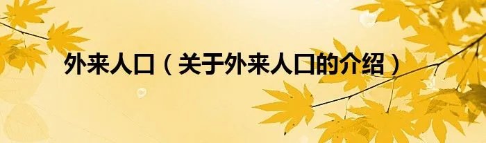 外来人口（关于外来人口的介绍）