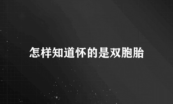 怎样知道怀的是双胞胎
