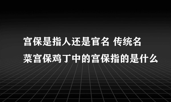 宫保是指人还是官名 传统名菜宫保鸡丁中的宫保指的是什么