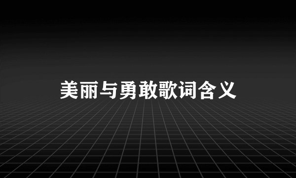 美丽与勇敢歌词含义