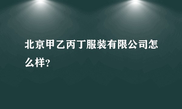 北京甲乙丙丁服装有限公司怎么样？
