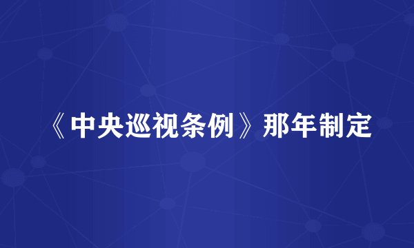 《中央巡视条例》那年制定