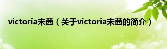 victoria宋茜（关于victoria宋茜的简介）