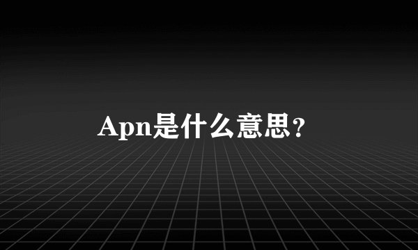 Apn是什么意思？