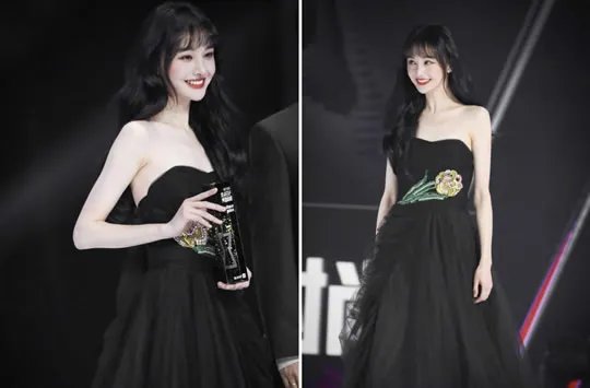 郑爽抹胸纱裙美照曝光：又美回来了令人眼前一亮