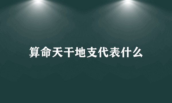 算命天干地支代表什么