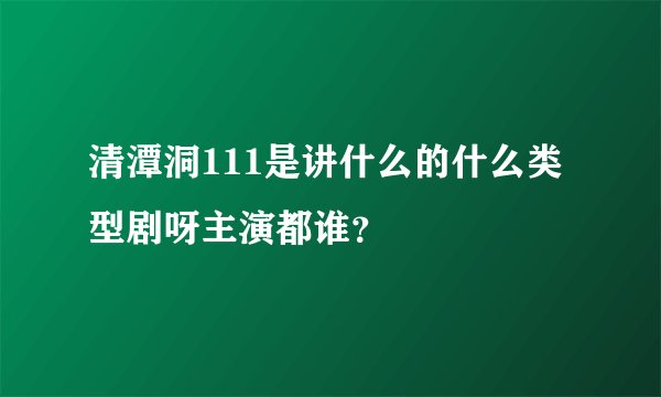 清潭洞111是讲什么的什么类型剧呀主演都谁？
