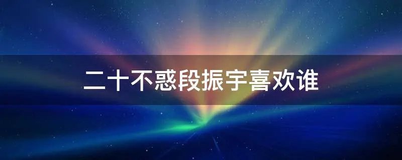 二十不惑段振宇喜欢谁
