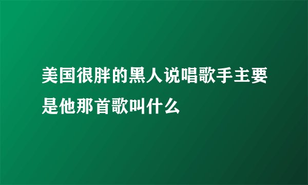 美国很胖的黑人说唱歌手主要是他那首歌叫什么