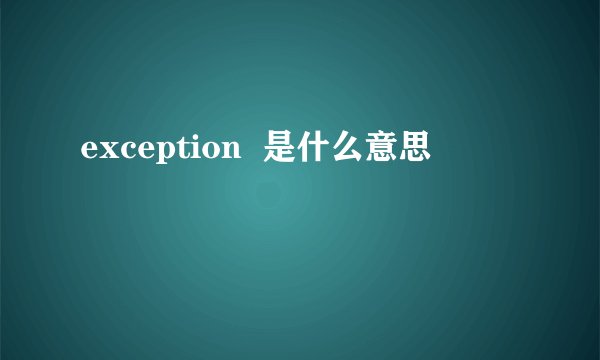exception  是什么意思