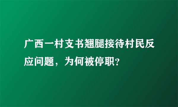 广西一村支书翘腿接待村民反应问题，为何被停职？