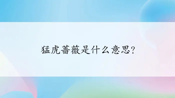 猛虎蔷薇是什么意思？